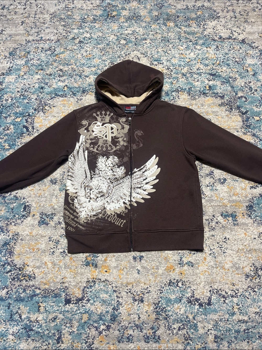 VTG South Pole Brown Zip-Up Hoodie Size M(12-14)